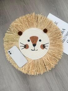 1pc Raffia Woven Cartoon Animal Hanging Decoration, Cute And Cozy For Kids Room, Living Room, Bedroom, Wall Decor - Multicolor - View 5