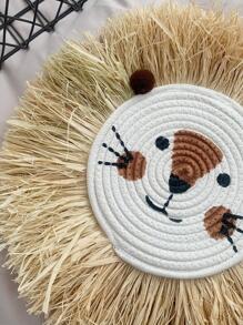 1pc Raffia Woven Cartoon Animal Hanging Decoration, Cute And Cozy For Kids Room, Living Room, Bedroom, Wall Decor - Multicolor - View 4