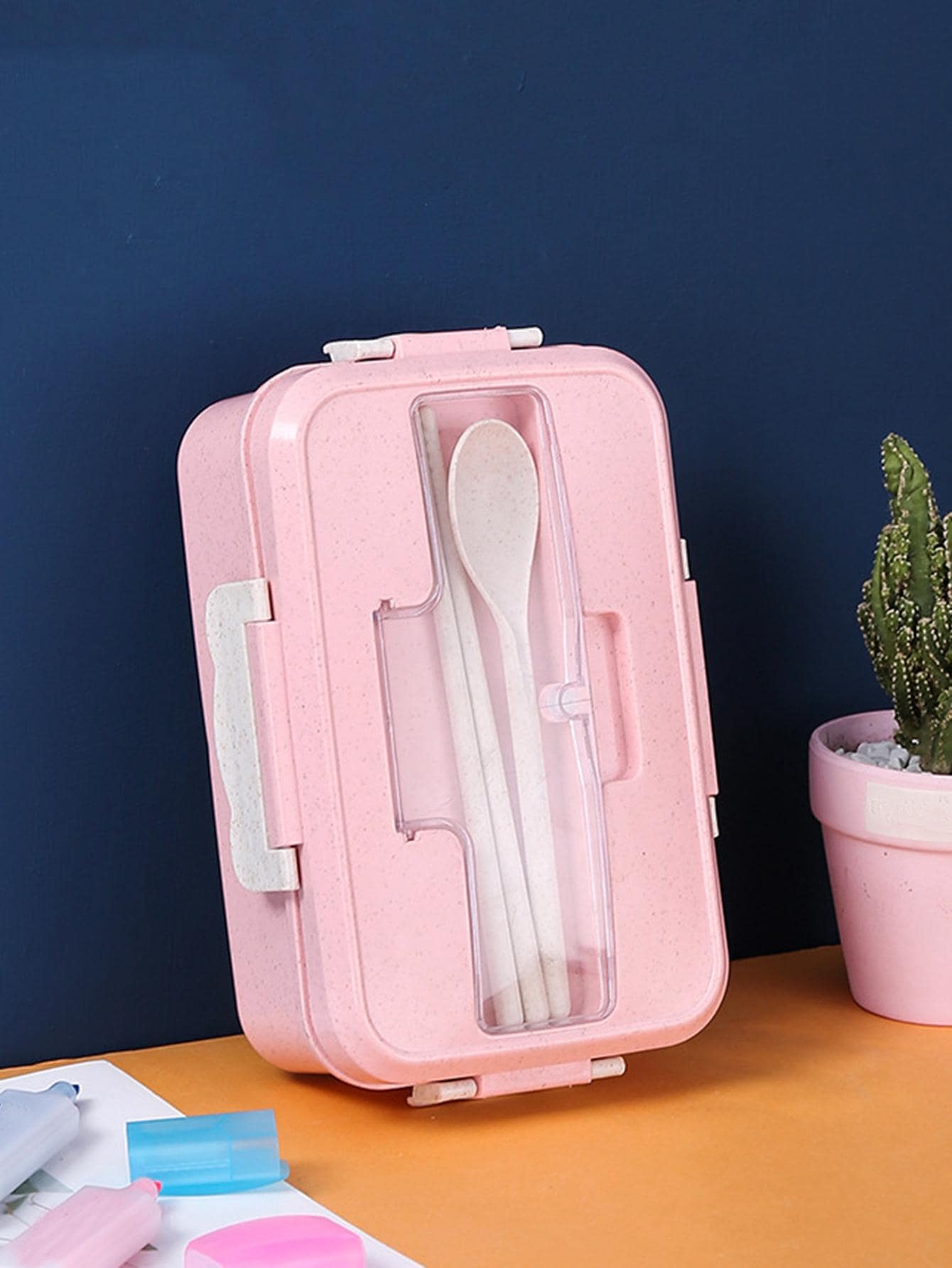 1set Portable Lunch Box & Spoon & Chopsticks Christmas Gift
