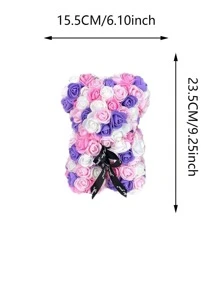 1入組PE人造玫瑰熊浪漫人造花適合情人節、派對、禮物 - 淡紫色 - 查看 1