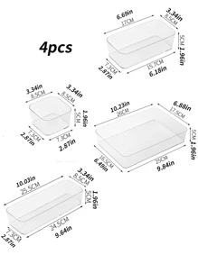 4 piezas transparente Cuchillería Caja de almacenamiento - transparente - Ver 2