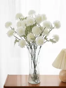 1pc Artificial Flower Stem, White Plastic Fake Flower, For Home Decor, Valentine Day, Gift