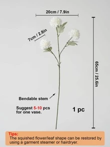 1pc Artificial Flower Stem, White Plastic Fake Flower, For Home Decor, Valentine Day, Gift