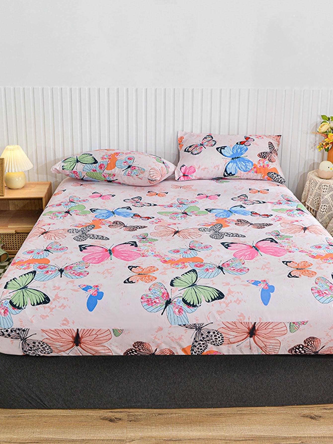 Sábana bajera con patrón de mariposa - Multicolor - Ver 1