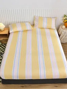 Sábana bajera con patrón de rayas - Mostaza Amarilla - Ver 2