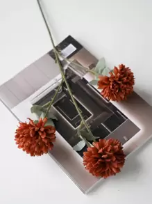 1pc Artificial Flower Stem, Brown Plastic Fake Flower, For Home Decor, Valentine Day, Gift - Brown - View 5