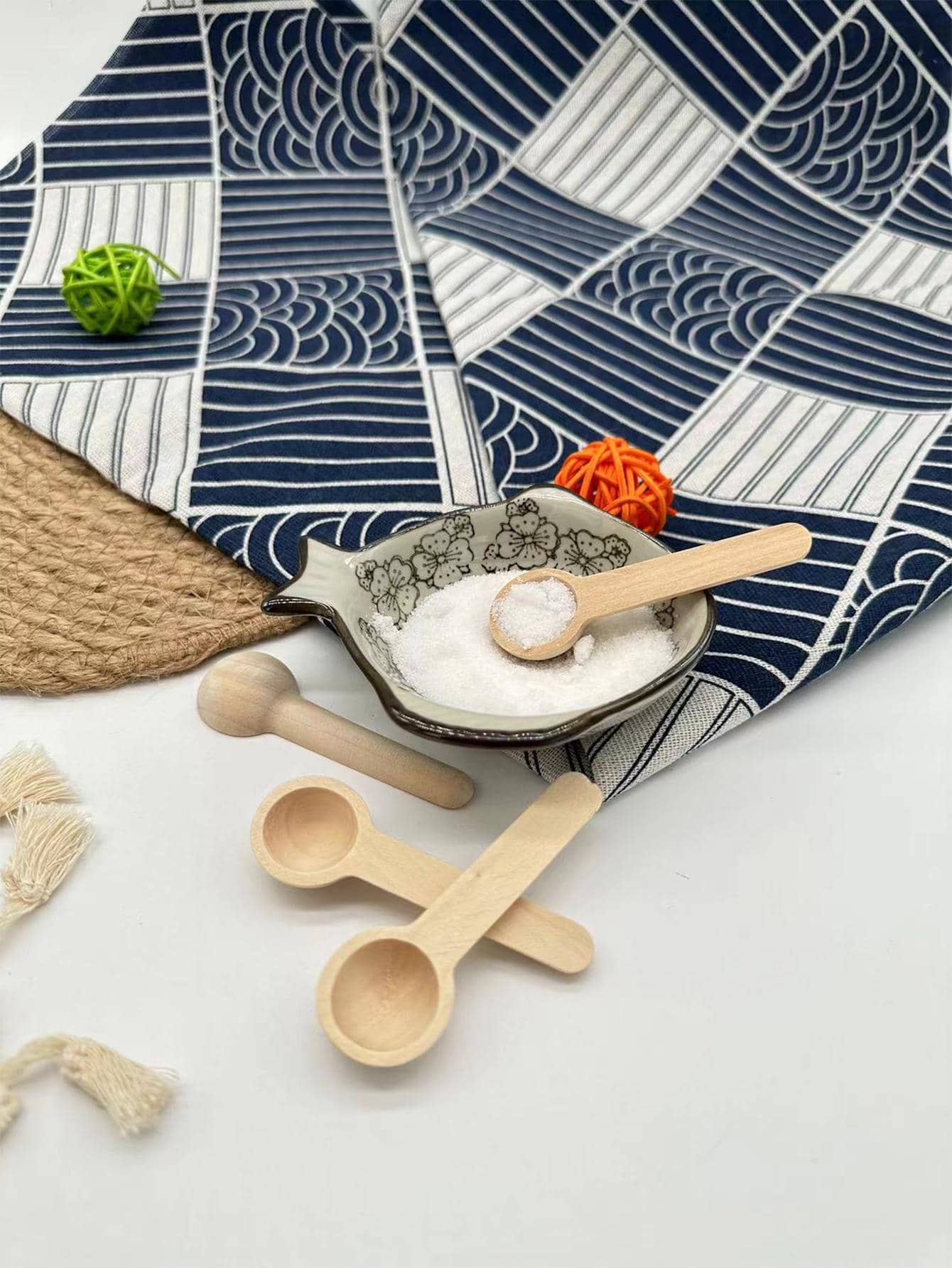 8 件木制调味勺，2.5x7.5 厘米小木勺，适用于厨房学校用品，返校 - 杏色 - 查看 1