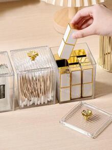 1 hộp đựng tăm bông trong suốt, Hộp đựng son môi đa năng để bàn, dành cho hộ gia đình - Trong sáng - Xem 2