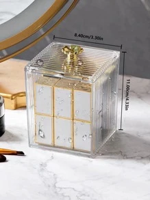 1 hộp đựng tăm bông trong suốt, Hộp đựng son môi đa năng để bàn, dành cho hộ gia đình - Trong sáng - Xem 6