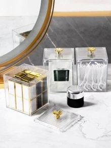 1 hộp đựng tăm bông trong suốt, Hộp đựng son môi đa năng để bàn, dành cho hộ gia đình - Trong sáng - Xem 4