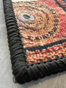 1 Vintage Họa Tiết Hoa Nâu Sàn, Polyester Thấm Hút Sàn Cho Gia Đình - màu nâu - Xem 5