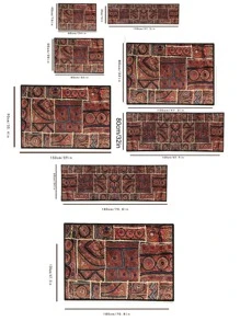 1 Vintage Họa Tiết Hoa Nâu Sàn, Polyester Thấm Hút Sàn Cho Gia Đình - màu nâu - Xem 3