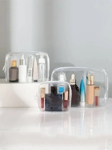 1 件透明防水旅行洗漱包，适用于假日海滩、浴室收纳、卧室收纳，大容量 - 白色 - 查看 6