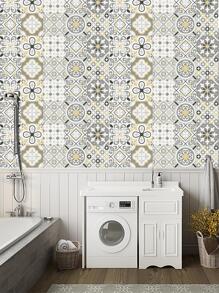 10 Tờ Giấy Dán Tường Họa Tiết Hình Học Vintage PVC Tự Dính Tường Gạch Dán Trang Trí Nhà - Màu Xám nhạt - Xem 1