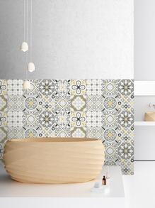 10 Tờ Giấy Dán Tường Họa Tiết Hình Học Vintage PVC Tự Dính Tường Gạch Dán Trang Trí Nhà - Màu Xám nhạt - Xem 3