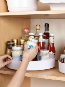 1 Máy Tính Sáng Tạo Xoay Được Đa Năng Giá Để Đồ Thực Phẩm, Chai Nhựa Gia Vị Màu Trắng Khay Chứa Cho Nhà Bếp - trắng - Xem 1