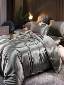 素色色丁被套不附內芯 - 銀色 - 查看 9