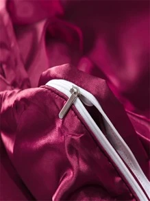 1入組素色酒紅色緞面現代柔軟舒服床上用品被套 - 酒紅色 - 查看 8