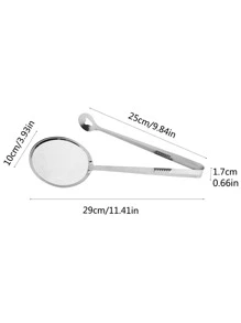 1入組銀色雙頭濾油網眼鉗廚房用不銹鋼食品過濾器 - 銀色 - 查看 5