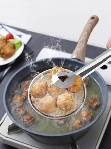 1入組銀色雙頭濾油網眼鉗廚房用不銹鋼食品過濾器 - 銀色 - 查看 8