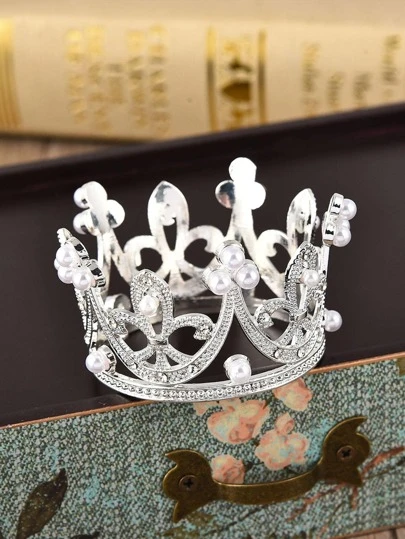 1 件蛋糕顶冠头饰，拇指冠装饰，适用于家居装饰、生日/婚礼装饰、单身派对、周年纪念礼物、婚礼蛋糕装饰、派对礼品、圣诞节装饰、万圣节（银色）