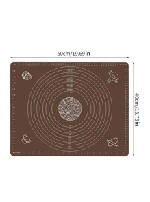 1pc Silicone Baking Mat, Coffee Brown Anti-slip Rectangle Dough Rolling Mat For Household - Coffee Brown - View 5