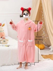 1pc Cartoon Carrot Decor Bathrobe Summer Wedding Home Bathroom Decor Back To School - Pink - View 8