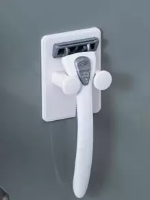 1pc Wall Mounted Shaver Holder Bathroom - White - View 1