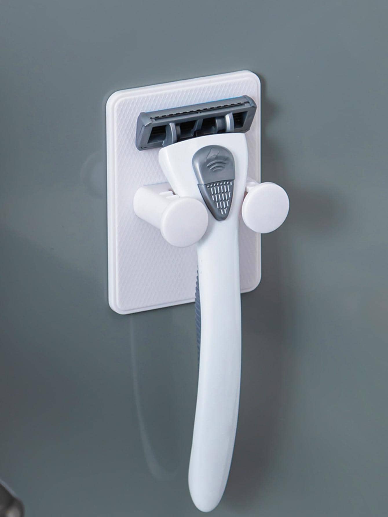 1pc Wall Mounted Shaver Holder Bathroom - White - View 1