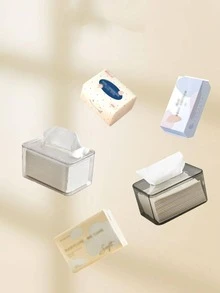 1pc Clear Multifunction Tissue Storage Box - Clear - View 9