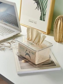 1pc Clear Multifunction Tissue Storage Box - Clear - View 3