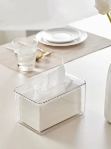 1pc Clear Multifunction Tissue Storage Box - Clear - View 4