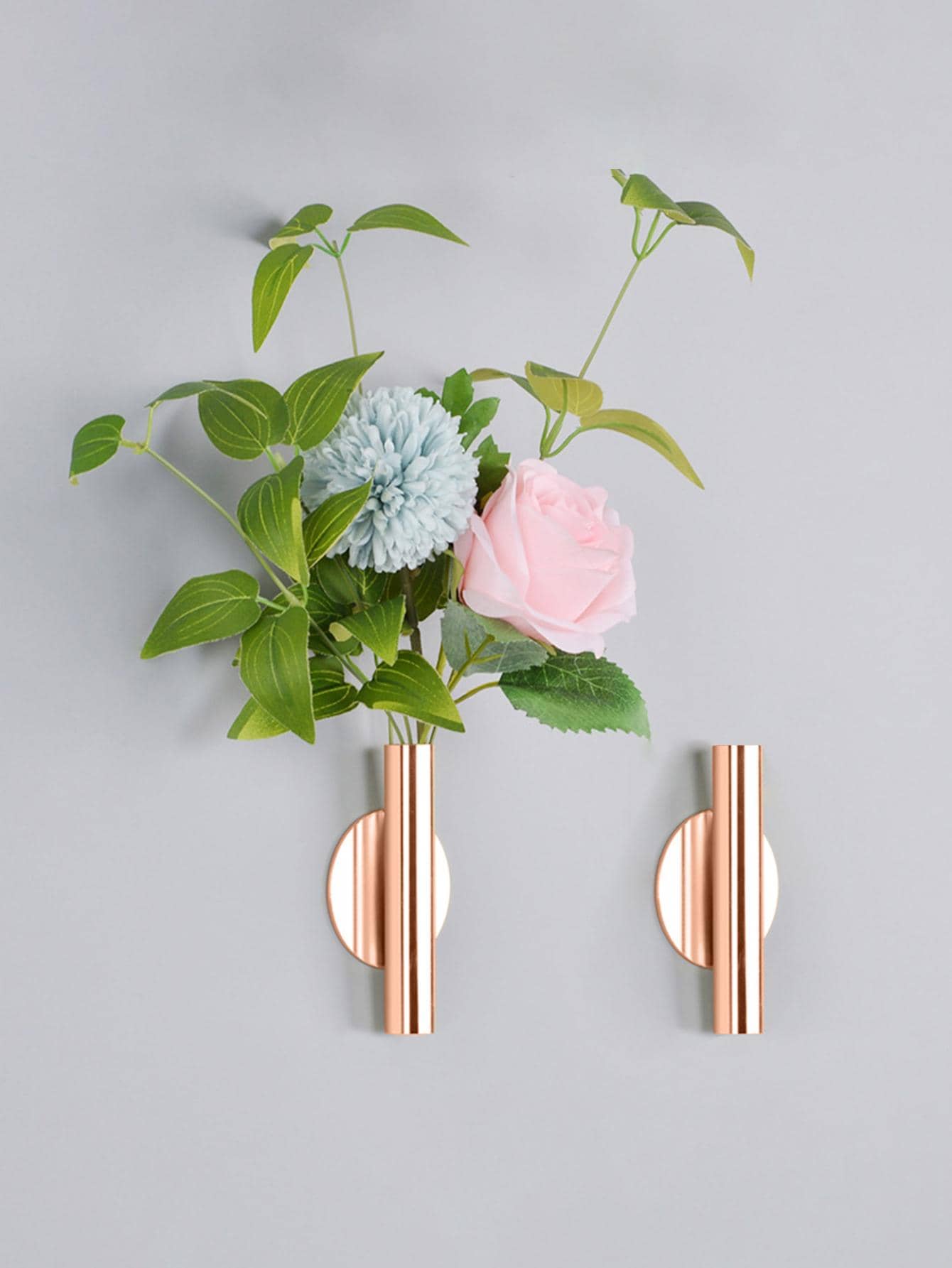 1pc Wall Mounted Flower Vase Home Decor Room Decor Glass Vase - Rose Gold - View 1