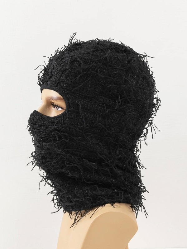1pc Hip Hop Tassel Solid Fuzzy Balaclava Cap Full Cover Ski Mask Trend