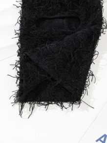 1 PC Hip Hop Tua Rua Chắc Chắn Mờ Balo Cap Full Cover Mặt Nạ Trượt Tuyết Xu Hướng Dệt Kim Trùm Đầu Unisex Y2K Đan Mũ Che Mặt Dành Cho Nữ - màu đen - Xem 4