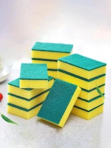 10 piezas Esponja de limpieza de dos tonos - Amarillo - Ver 1