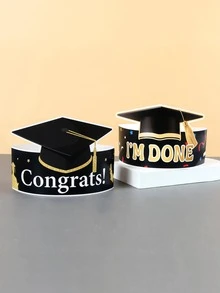 9 piezas Sombrero diseño de sombrero de graduación fiesta - Multicolor - Ver 3