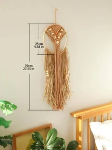 1入組木製壁掛，現代編織流蘇家居壁掛 - 彩色 - 查看 2