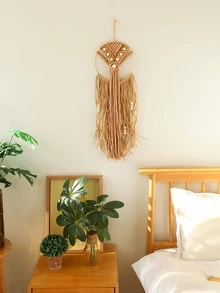 1入組木製壁掛，現代編織流蘇家居壁掛 - 彩色 - 查看 3