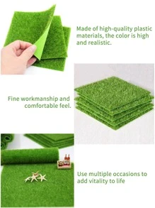 1pc cỏ nhân tạo PVC, cỏ nhân tạo tối giản cho ngoài trời - màu xanh lá - Xem 4