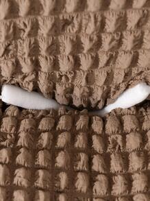 1pc Plain Sofa Cover, Minimalist Polyester Ruffle Trim Stretchy Sofa Slipcover For Home - Camel - View 6