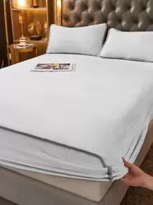 1 tấm màu xám được trang bị, tấm vải hiện đại được trang bị dưới cùng cho gia đình - trắng - Xem 3