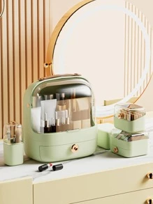 1 pieza Caja de almacenamiento de Maquillaje transparente a prueba de polvo - Rosa - Ver 9