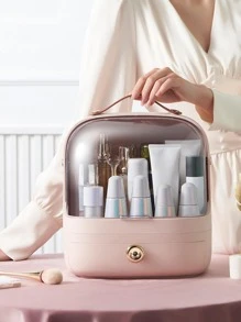 1 pieza Caja de almacenamiento de Maquillaje transparente a prueba de polvo - Rosa - Ver 4