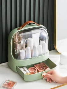 1 pieza Caja de almacenamiento de Maquillaje transparente a prueba de polvo - Rosa - Ver 5