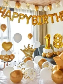 61入組乳膠現代星星和王冠形狀裝飾氣球適合派對 - 金色 - 查看 1