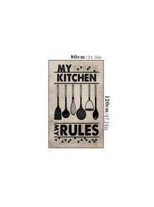 1pc Letter Graphic Kitchen Rug - Multicolor - View 4