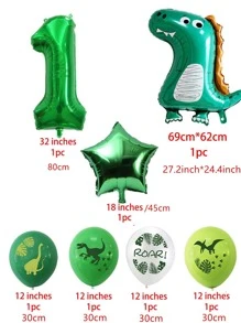 7件裝恐龍主題生日裝飾氣球 - 綠色 - 查看 3