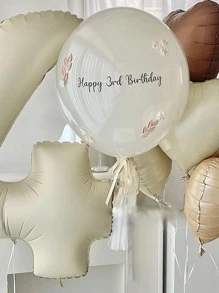 (6pcs/Set) 1pc 40-Inch Cream Number Balloon And 5pcs 18-Inch Heart Balloons For Birthday Decoration Party Supplies - Multicolor - View 4