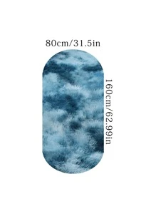 Oval Plush Carpet - Blue - View 4